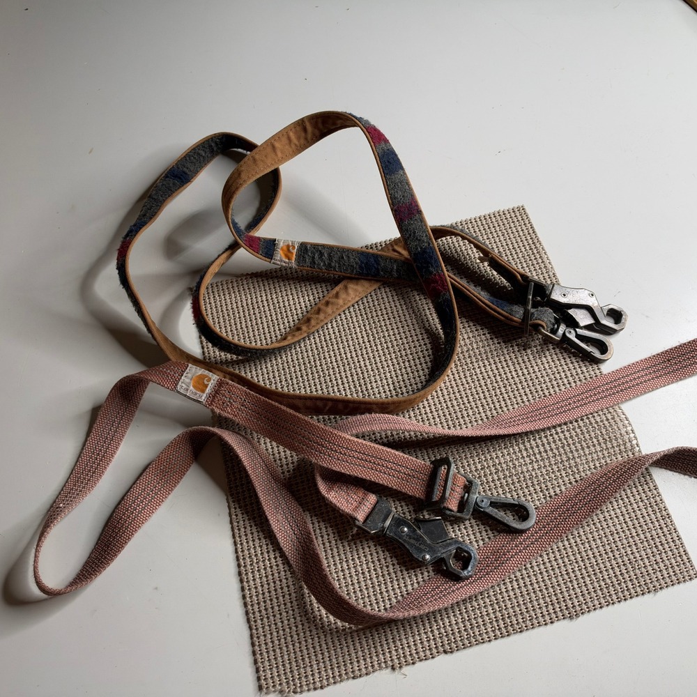 Carhartt Dog Leash Lot Brown Duck Canvas Fleece & Reflective Pink Nylon Webbing